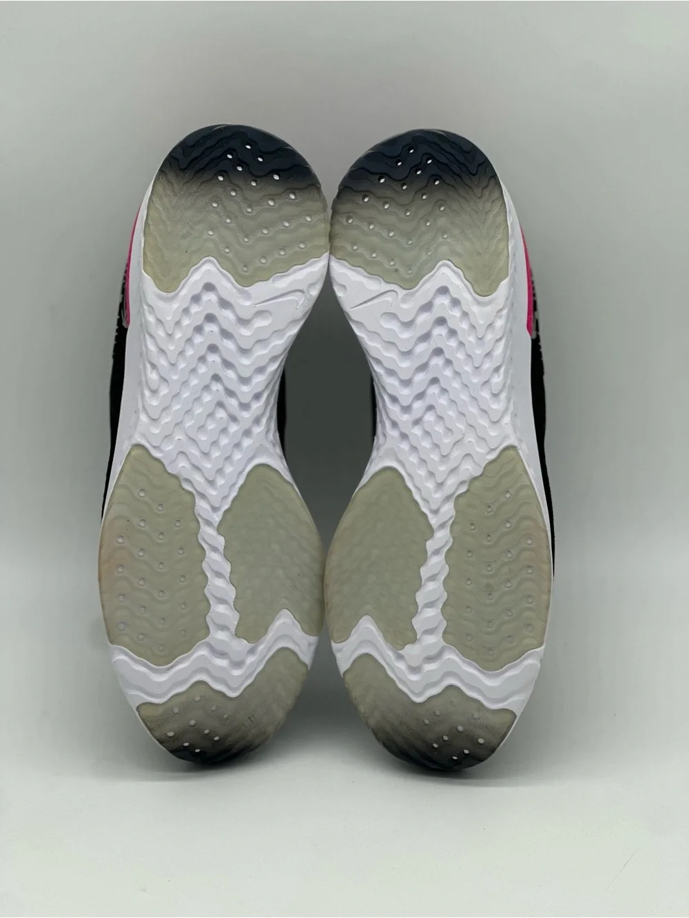 Nike Black Knit Running Sneakers with Pink Heel Accent